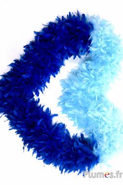 Boa en plumes de coq  - 4 plis, 2 m - turquoise-bleu